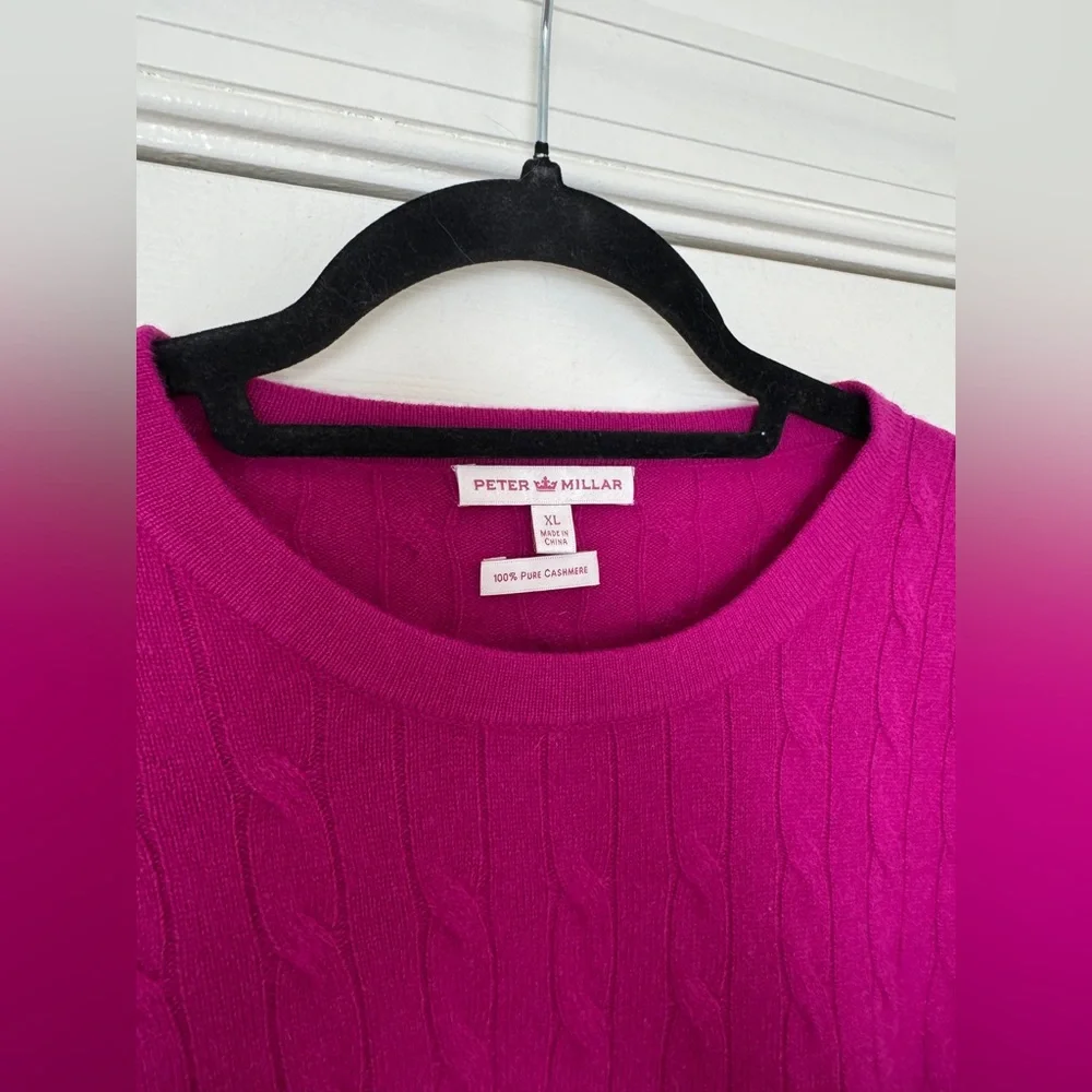 Peter Millar 100% Cashmere Cable Knit Sweater Pink Crewneck XL - Picture 2 of 7